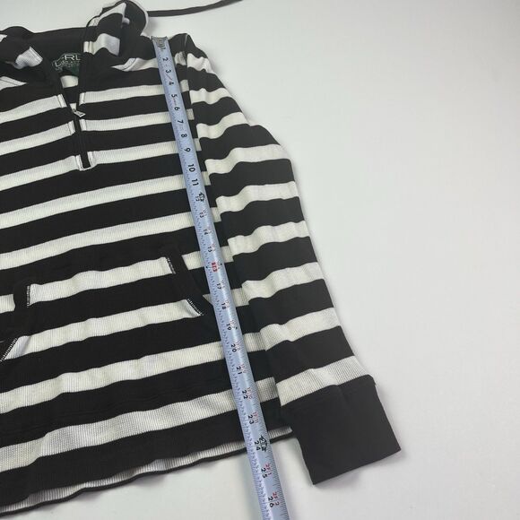 Ralph Lauren Active Ribbed Stripe Quarter Zip Polo Top L Brown Y2K Academia Prep - Picture 6 of 8
